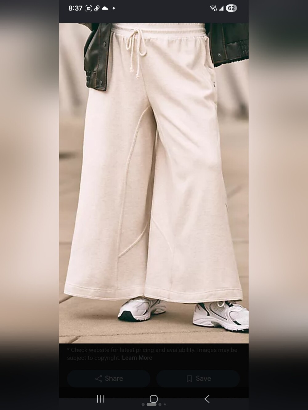 Wide-Leg Drawstring Pants in Cream